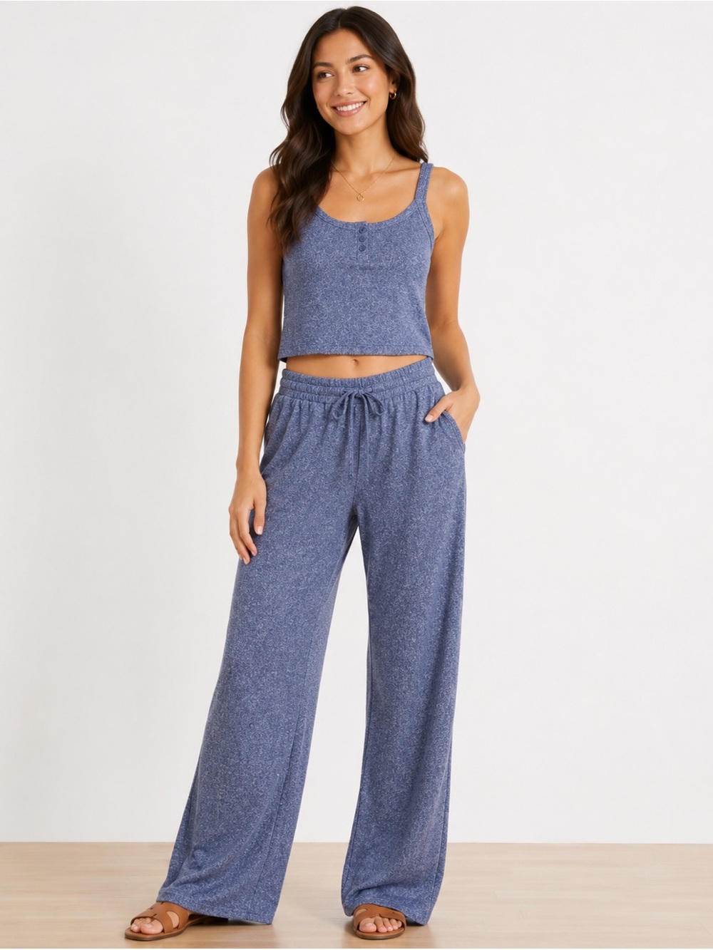 Extremely SOFT 2PC SET Crop Tank and  Wide Leg with Pockets Lounge Set NEW!